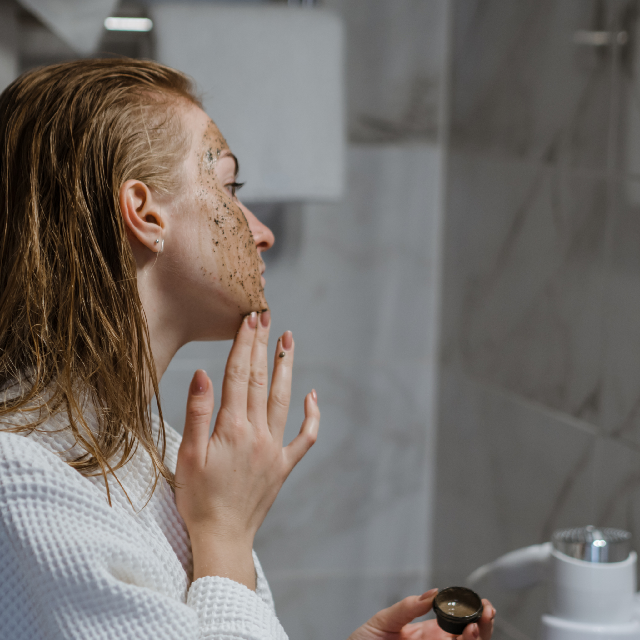 woman with mask for clear skin, clean pores