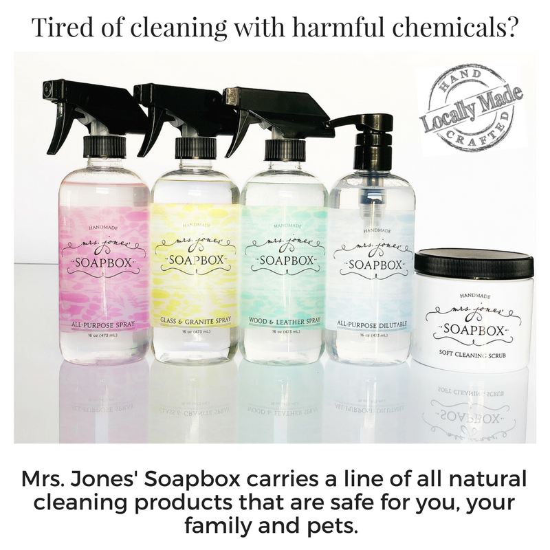 mrs jones soapbox is a line of cleaning products that are safe for you, your family and your pets