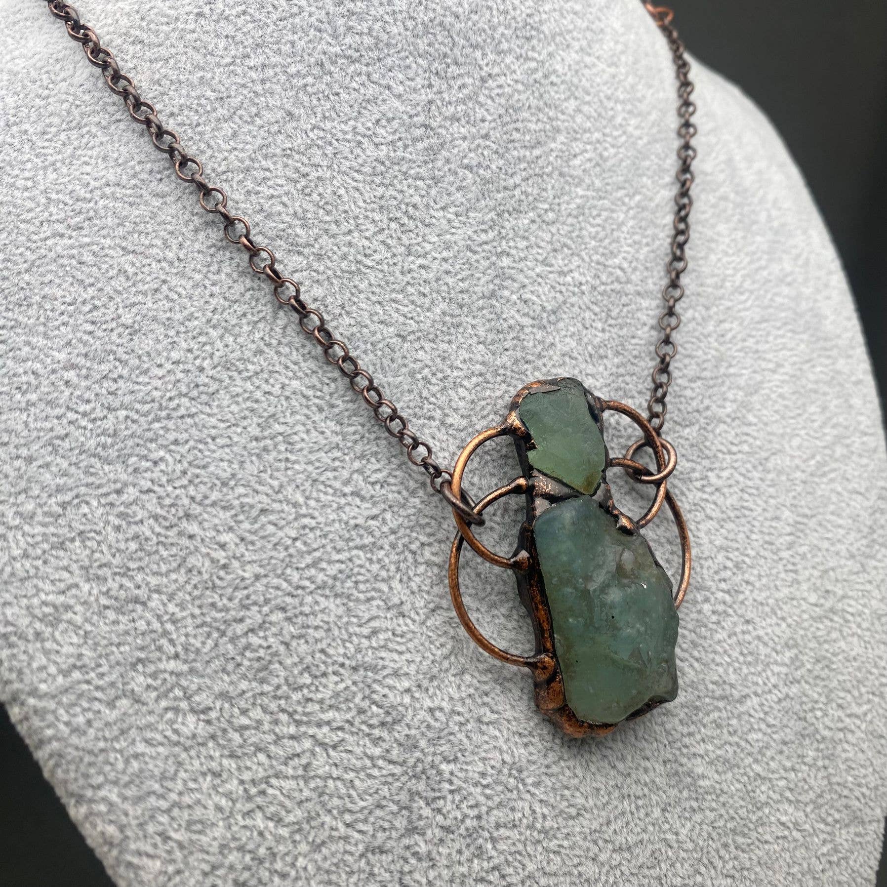 Fluorite & Aquamarine Natural Stone Pendant – Vintage