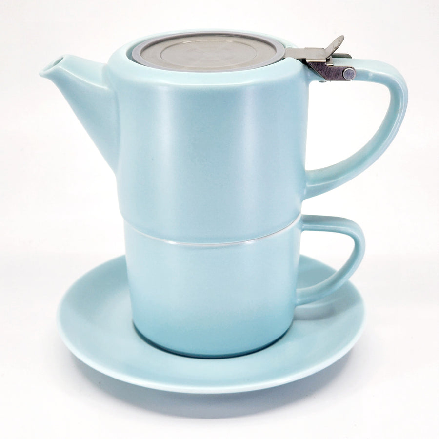 Turquoise Tea for One Porcelain Teapot, Cup & Saucer Set | Mockingbird Apothecary