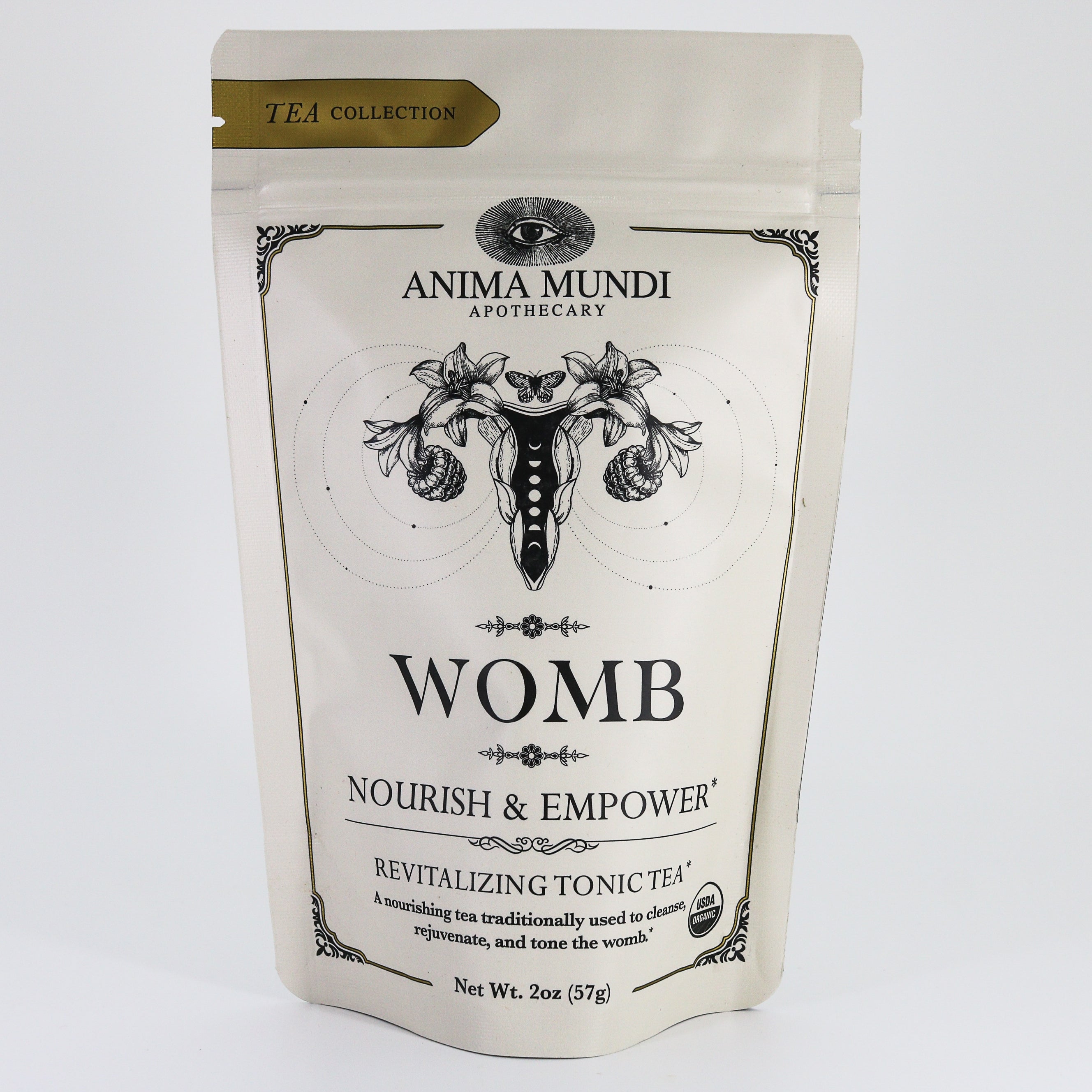 Anima Mundi Apothecary Womb tea package on a white background