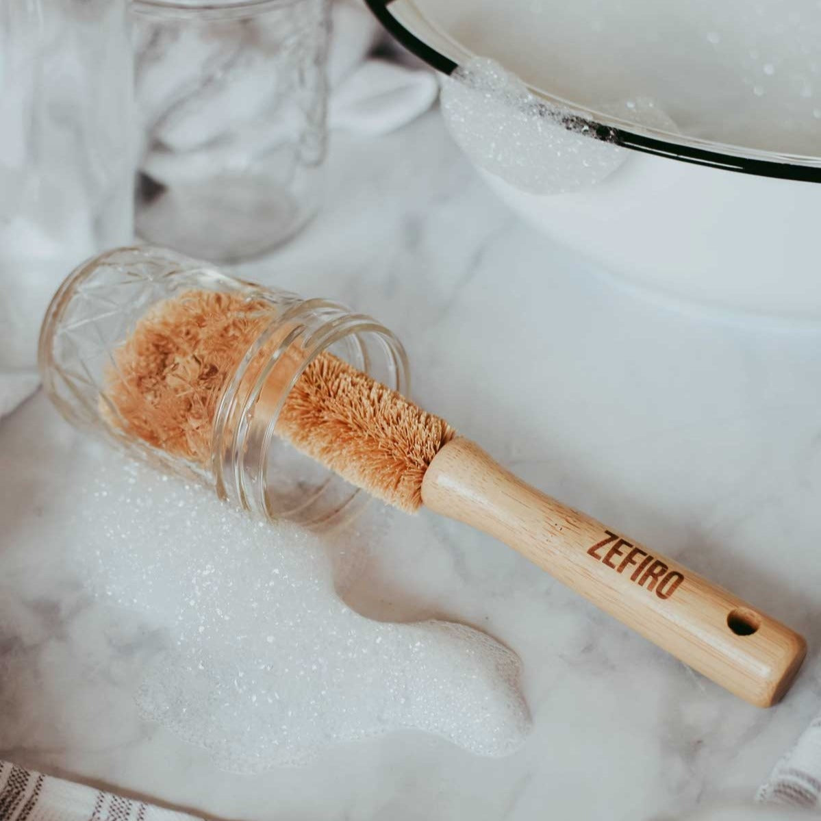 Mockingbird Cleaners Bamboo & Coconut Fiber Bottle Brush | Eco-Friendly Curved Tip Bottle ...