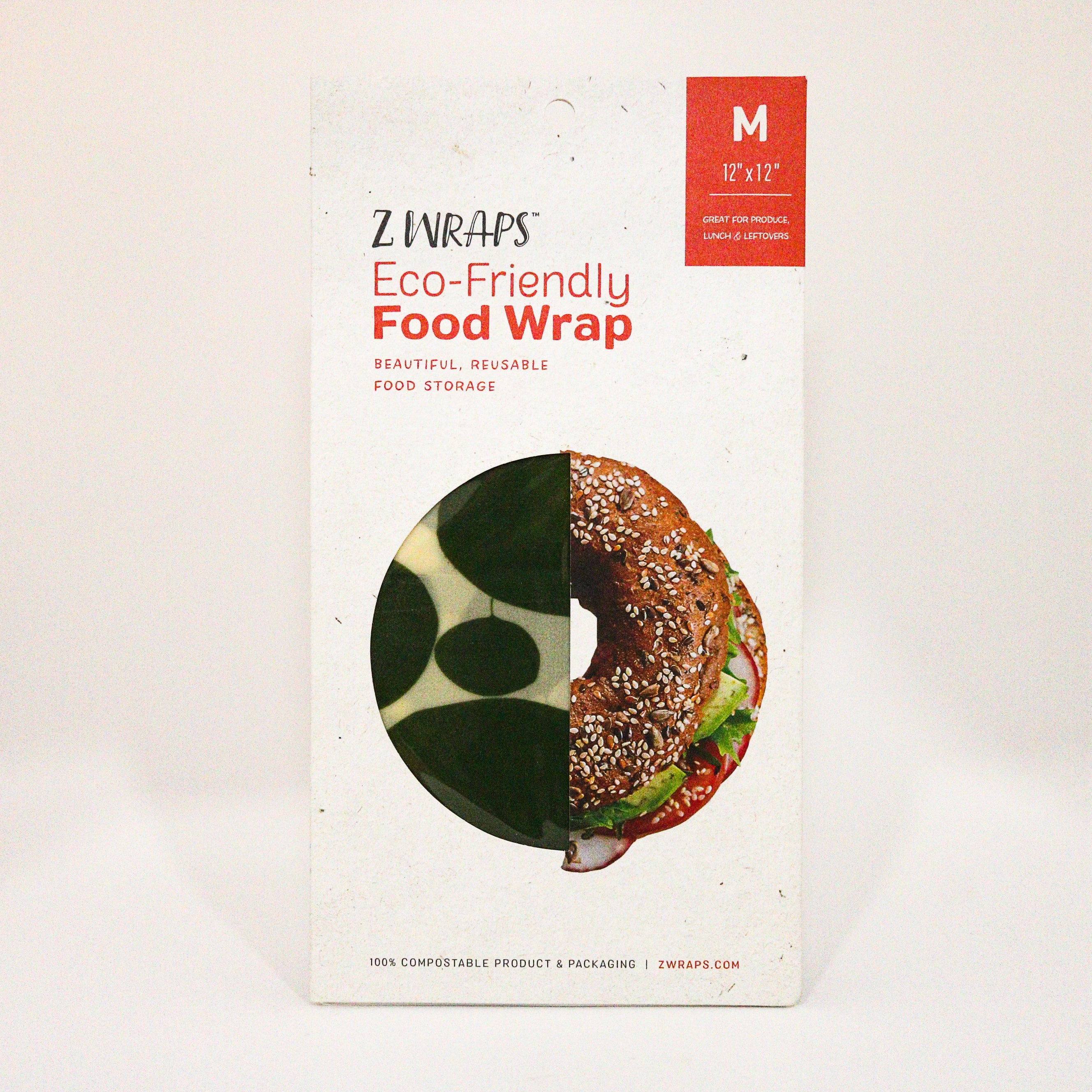 Z Wraps eco-friendly green geometric beeswax food wrap packaging on a white background