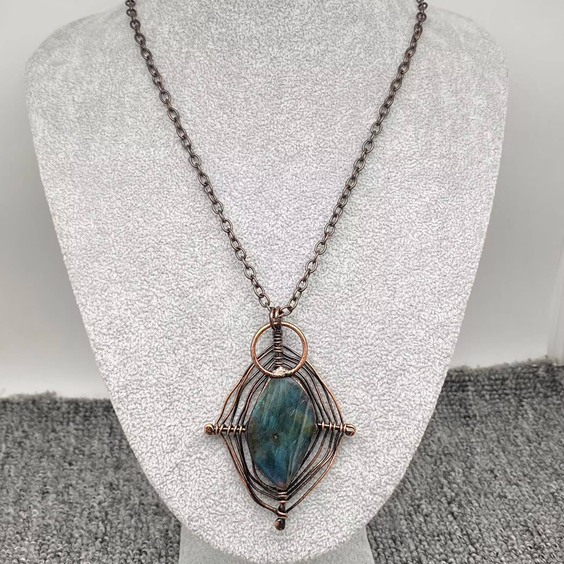 Vintage Anemousite Spider Web Charm Necklace