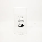 Small white container with black text and design on a white background