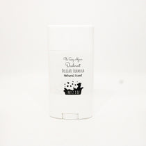 Small white container with black text and design on a white background