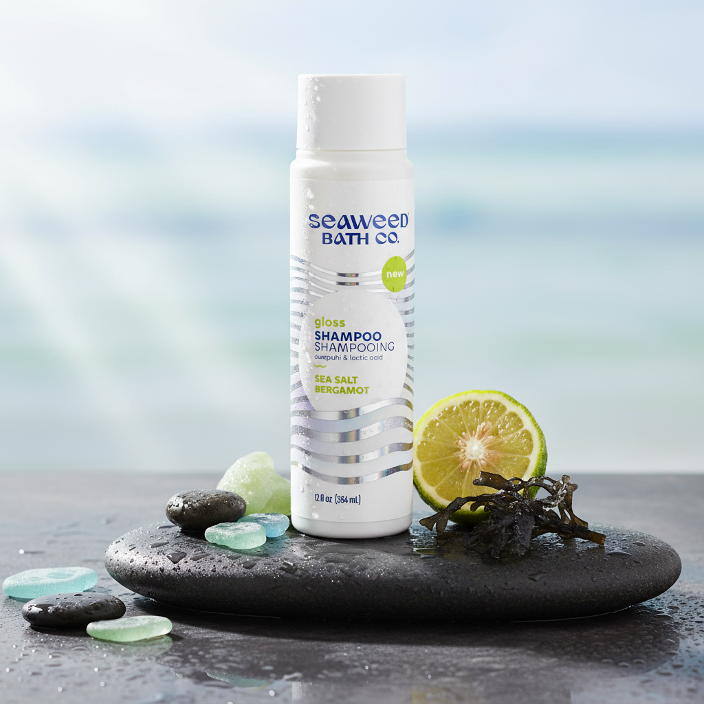 Champú de bergamota y algas marinas Gloss – Limpiador potenciador del brillo para un cabello suave y radiante