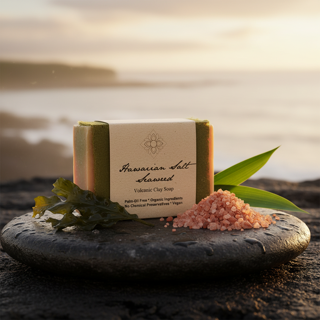 Hawaiian Red Salt & Seaweed Organic Soap – Detoxifying Volcanic Mineral Bar
