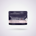 Immunity Shots Elderberry & Goji Berry gummy pouch – clean hero shot on pale lavender-white background