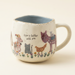 Life Is Better With You farm animal mug with blue interior on an ivory background