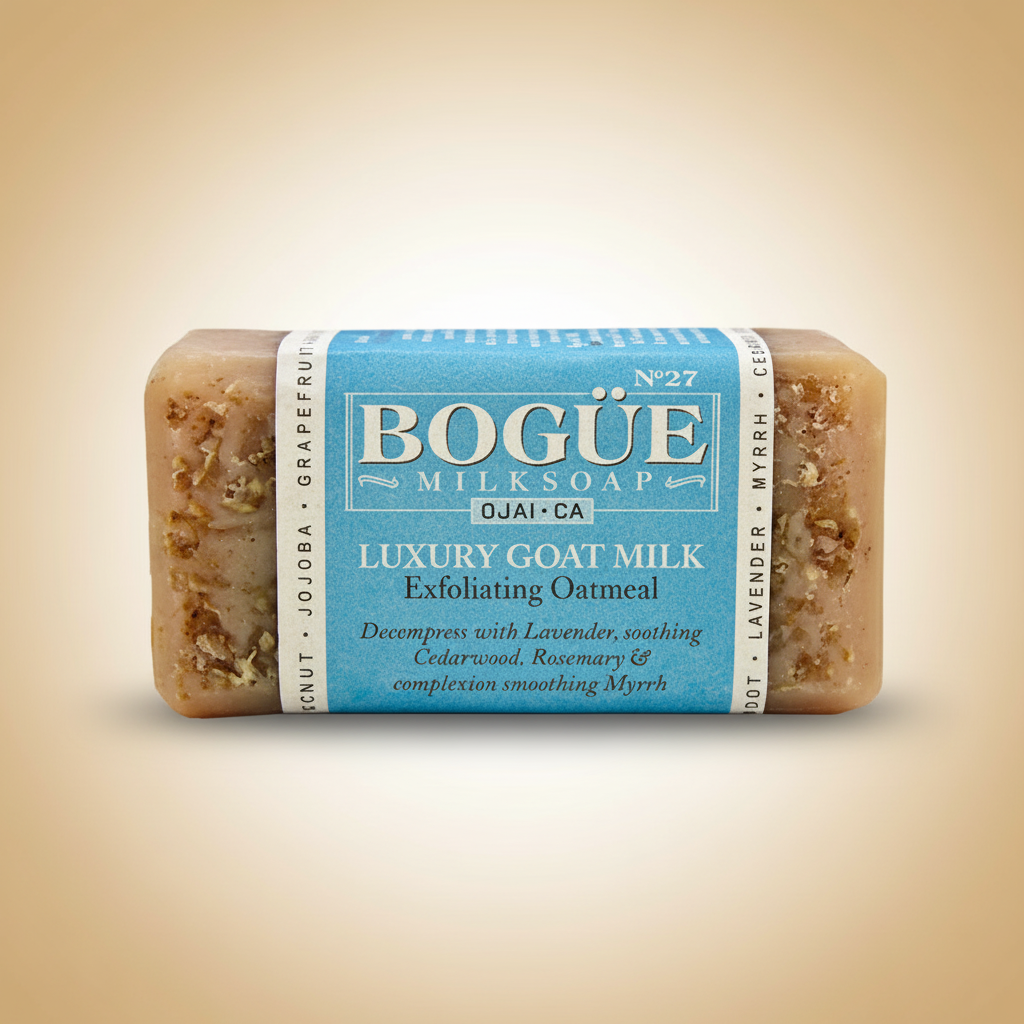 Colloidal Oatmeal & Calendula Goat Milk Bar Soap – hero product shot on warm amber background