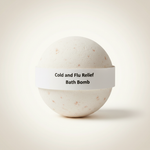 Cold and Flu Relief Bath Bomb — extra large, white with herb-infused texture, on warm off-white background