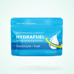 Hydrafuel Performance Gummies – Sour Patch Margarita clean hero shot on soft aqua-white background
