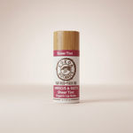 Kokoa Botanics Hibiscus & Beets Sheer Tint Organic Lip Balm on soft blush background