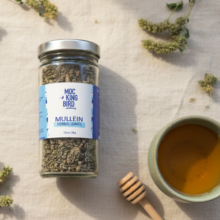 Mullein Leaf Herbal Tisane Tea - lifestyle flat lay