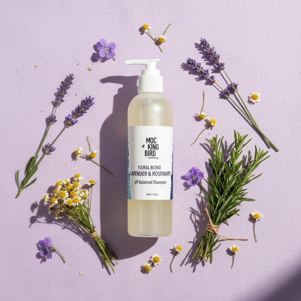 Lavender Rosemary Shampoo Flat Lay
