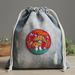 Mushroom Patch Sewn on Distressed Denim Bag