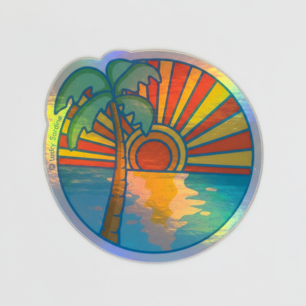 Palm Tree Foil Sticker - Clean White Background