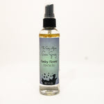 spray bottle of linen spray with label funky flower