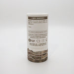 Cylindrical container with a label simply unscented on a white background