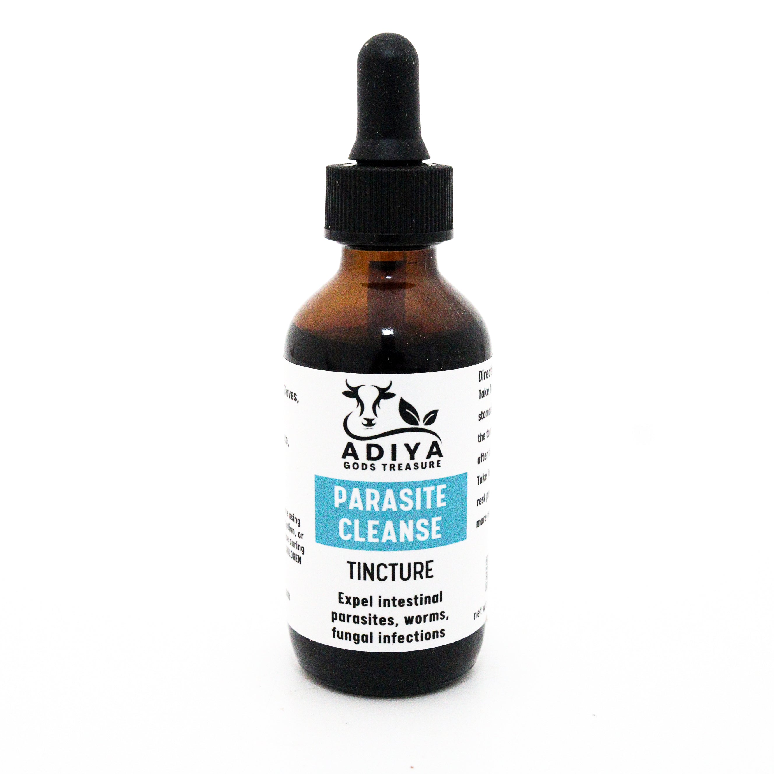 dropper tincture bottle of Adiya parasite cleanse