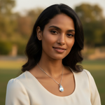 Woman Wearing Crystal Teardrop - Diverse
