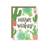 Tarjeta navideña de cactus con deseos cálidos