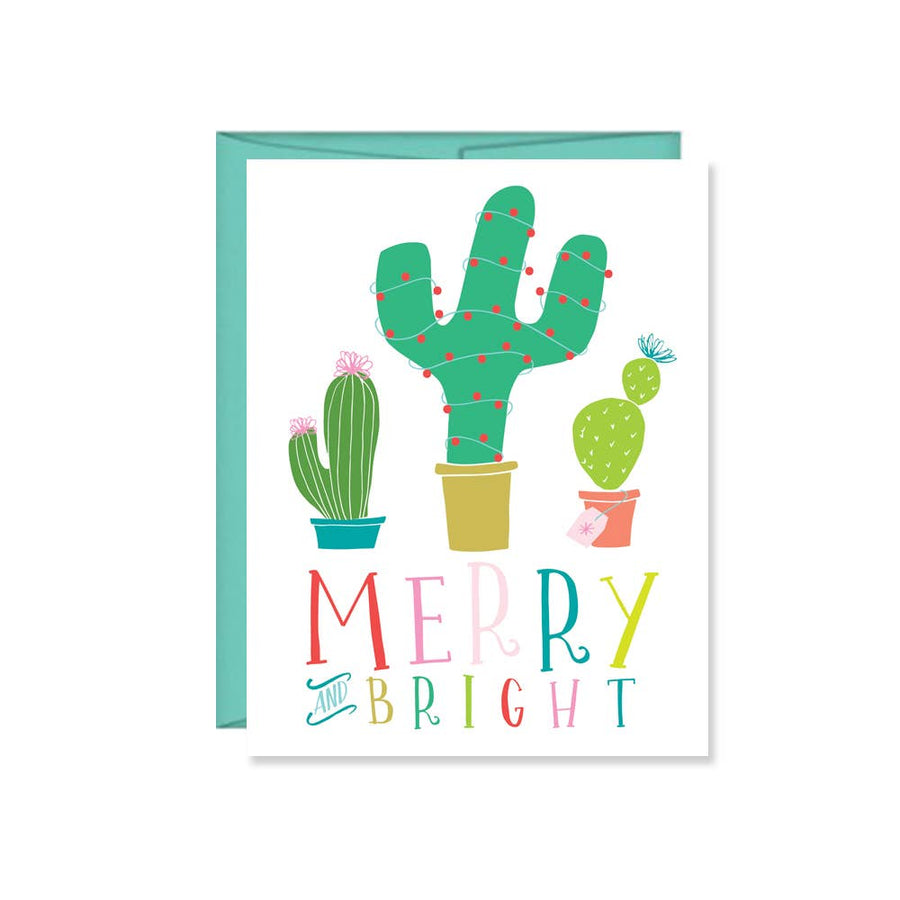 Merry & Bright Cactus Holiday Greeting Card