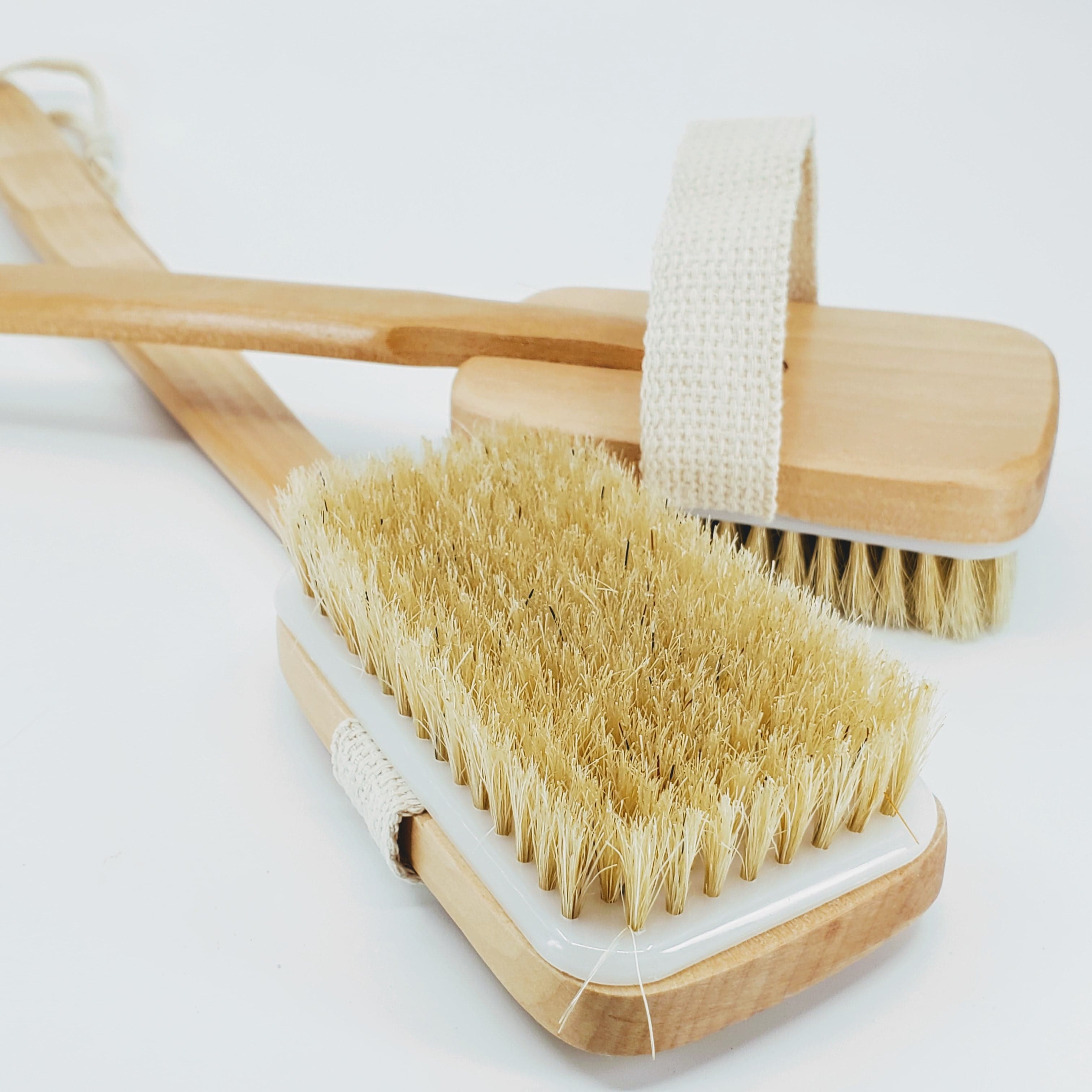 Wet & Dry Boar Bristle Long Handle Body Brush with Removable Brush - The Mockingbird Apothecary & General Store