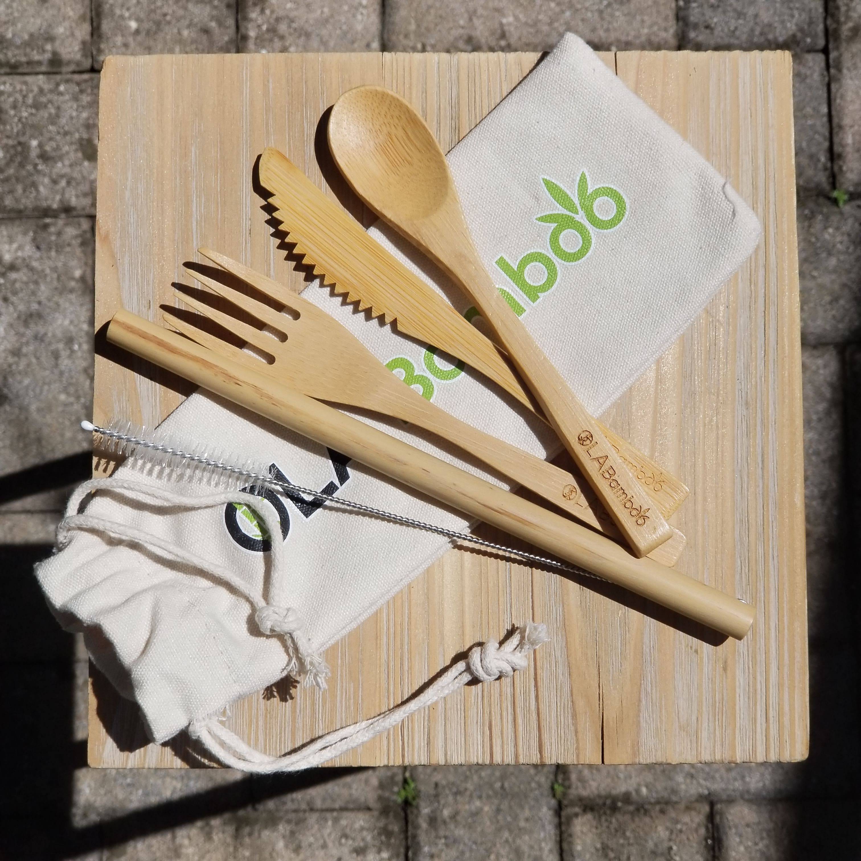 Bamboo Utensil Set in Canvas Bag - The Mockingbird Apothecary & General Store