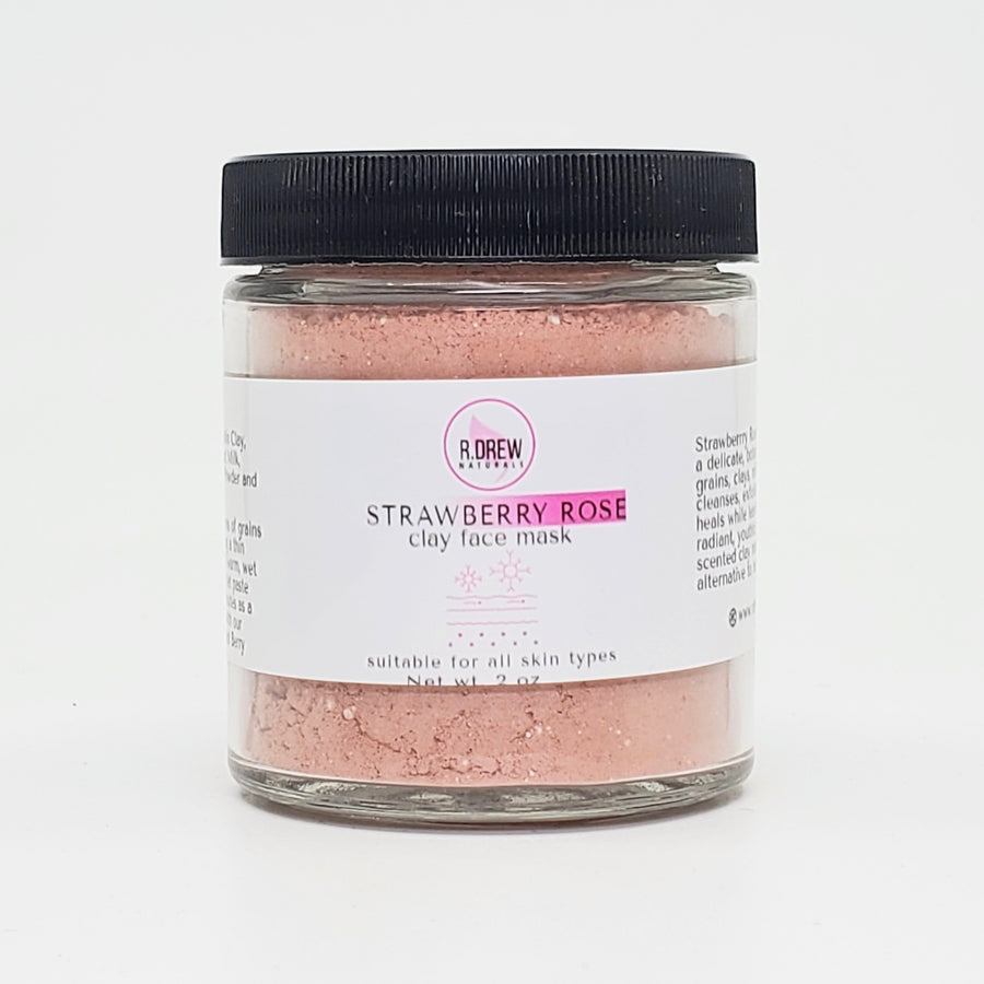 Strawberry Rose Clay Cleansing Grains & Facial  Mask - The Mockingbird Apothecary & General Store