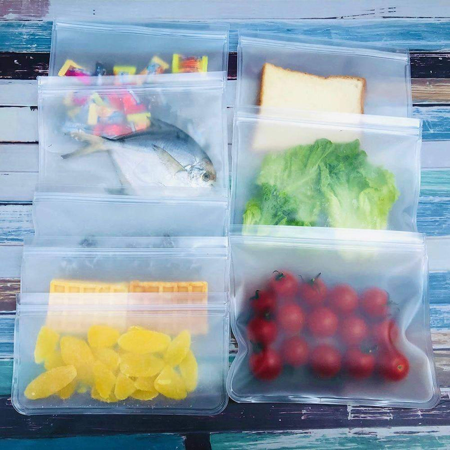 5 Pcs ziplock Pouch Vegetable Bag Zip Lock Plastic Bags for Fridge Food  Cover, Reusable Zip